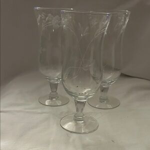 Princess House Floral Etched Glass Set